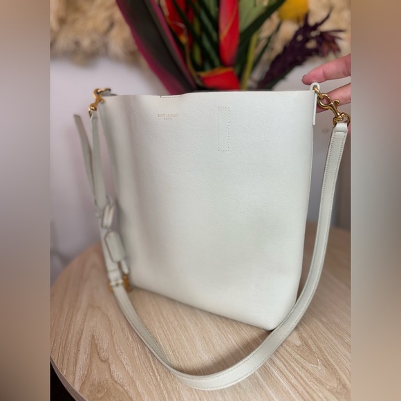 YSL•Tall Shopping Tote•Smooth Leather Vintage White•Crossbody Messenger•FLAWLESS - Picture 7 of 16
